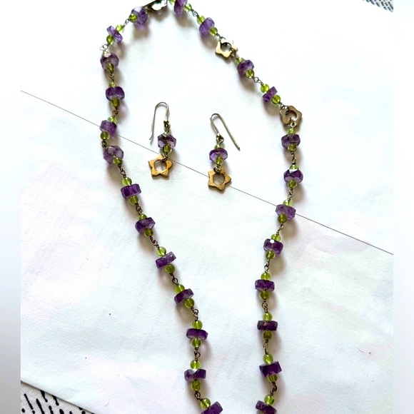 ✨Exquisite Sterling Silver Carlo Biagi Purple and Green Necklace and Earring Set - Picture 7 of 16